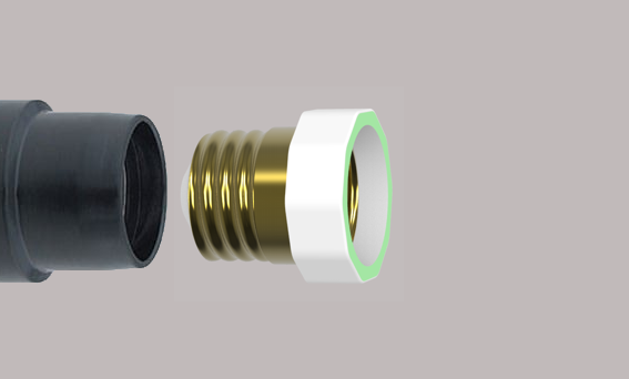 Screw in the adapter.